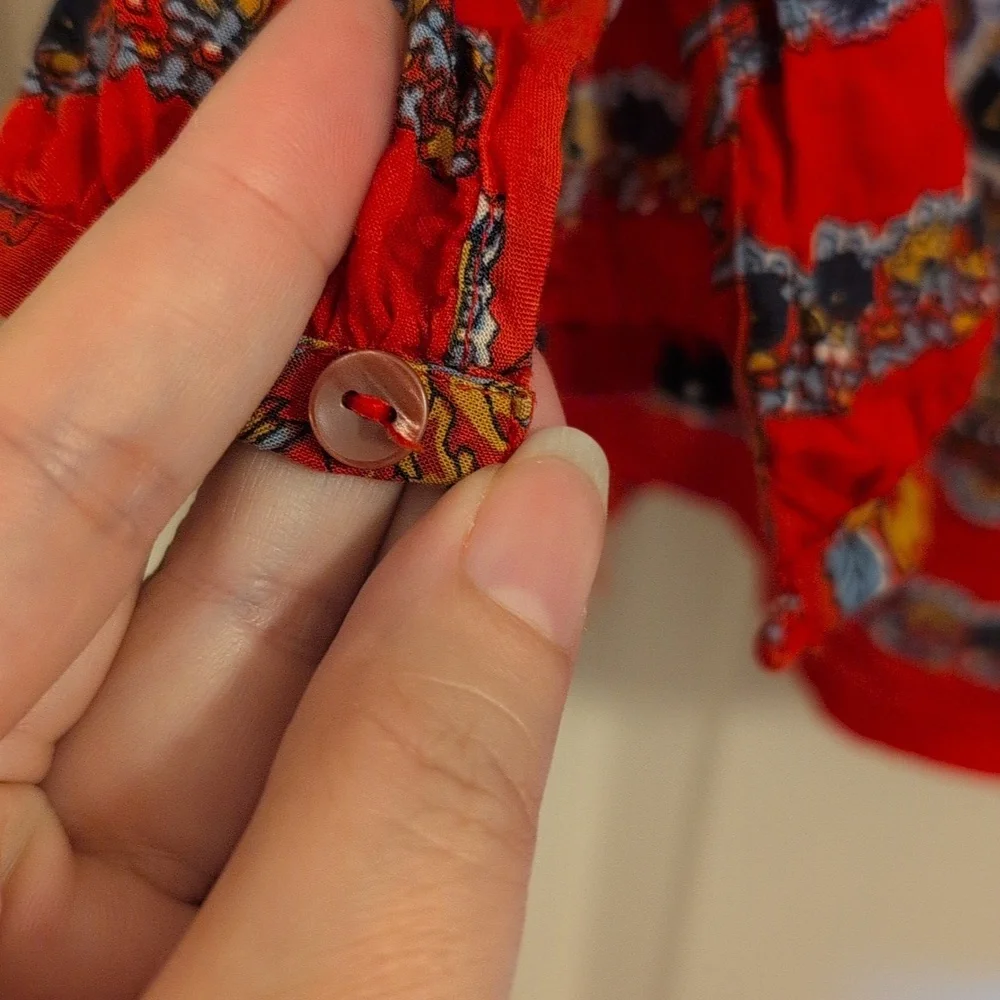 Lucky Brand Paisley Split Neck Blouse, 100% Modal - Picture 3 of 11